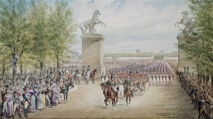 Парад русский войск на Елисейских полях в Париже в 1814 году. Обмундирование, питание, фураж — все это входило в сферу ответственности Канкрина