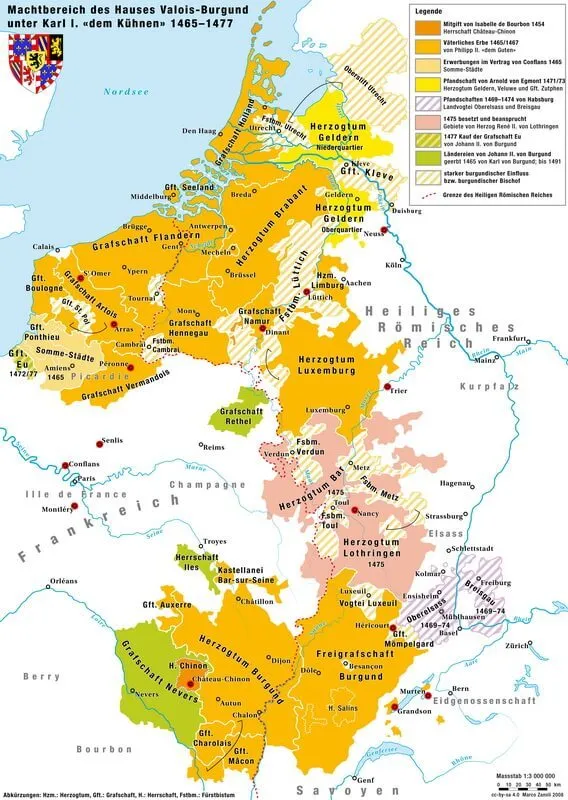 ​Карта Бургундии, 1477 год. wikimedia.org - Гордиев узел Фландрии | Warspot.ru