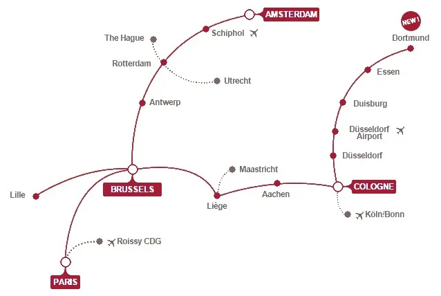 Карта поездов Thalys