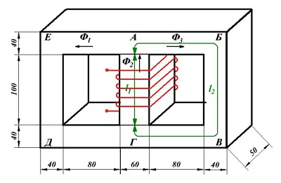Расчёт разветвлённой магнитной цепи (магнитопровода)