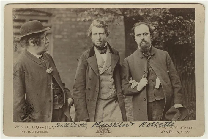 Уильям Белл Скотт, Джон Раскин и Данте Габриель Россетти. 29 июня 1863 года. Фото: W & D Downey