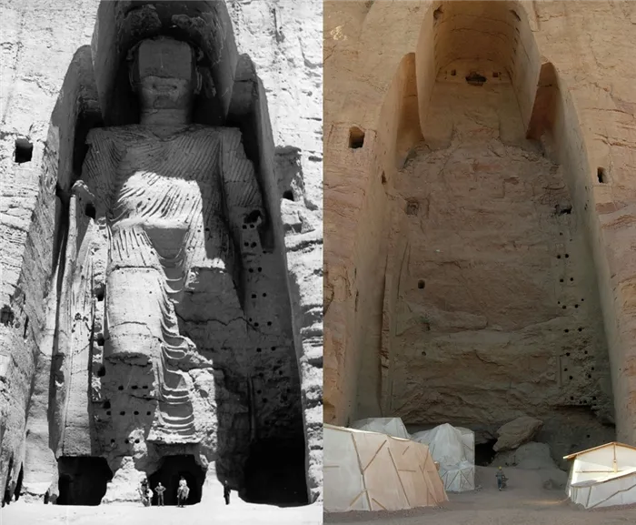 Бамианские статуи Будды VI века — пример современного иконоборчества. В 2001 году их уничтожили талибы