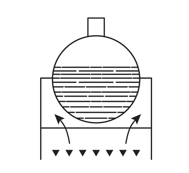 Схема первого парового котла с внешней топкой