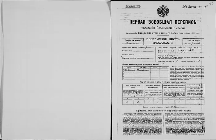 Форма В использовалась для переписи в городах. Всеобщая перепись населения 1897 год https://yulianovozhilova.ru/perepis1897-doc/