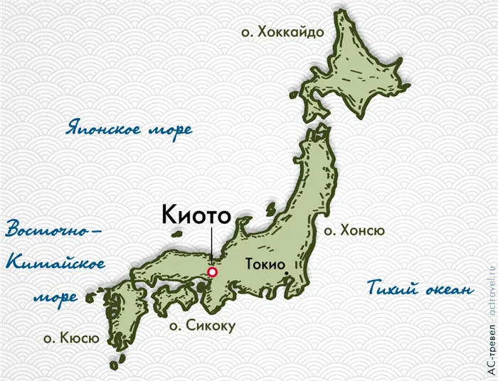 Положение Киото на карте Японии