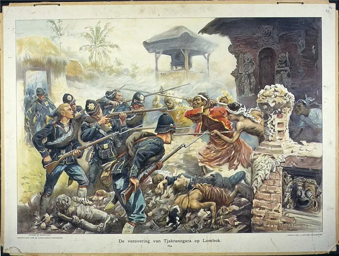 Бой голландских солдат с повстанцами в Индонезии