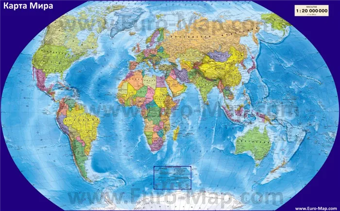 Большая политическая карта мира скачать