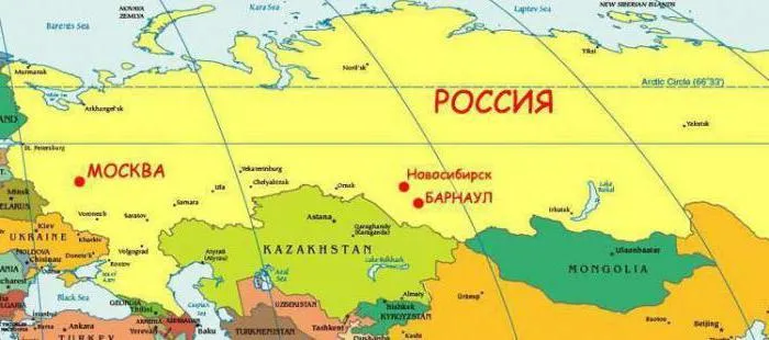 Расположение Барнаула на карте