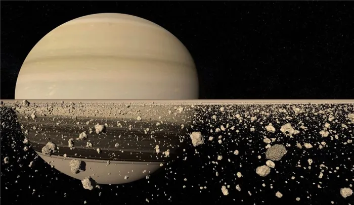 Модель колец Сатурна крупным планом